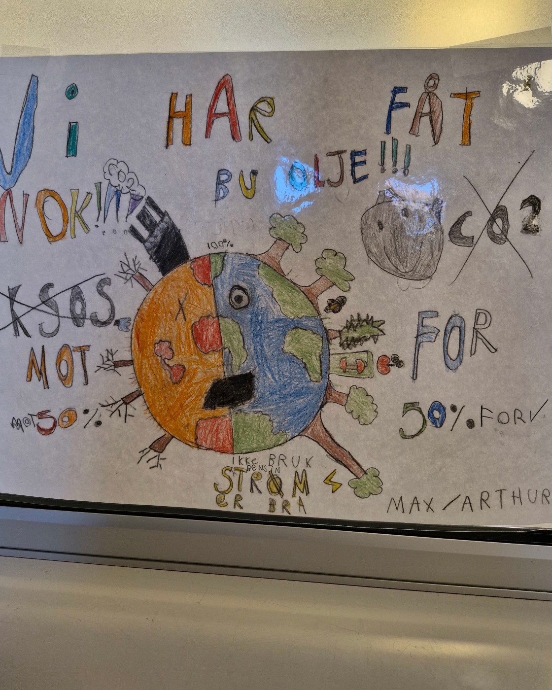 Plakat med tekst og tegning